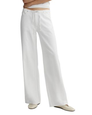 Sienna Low Rise Tie Waist Wide Leg Jeans in White Aura