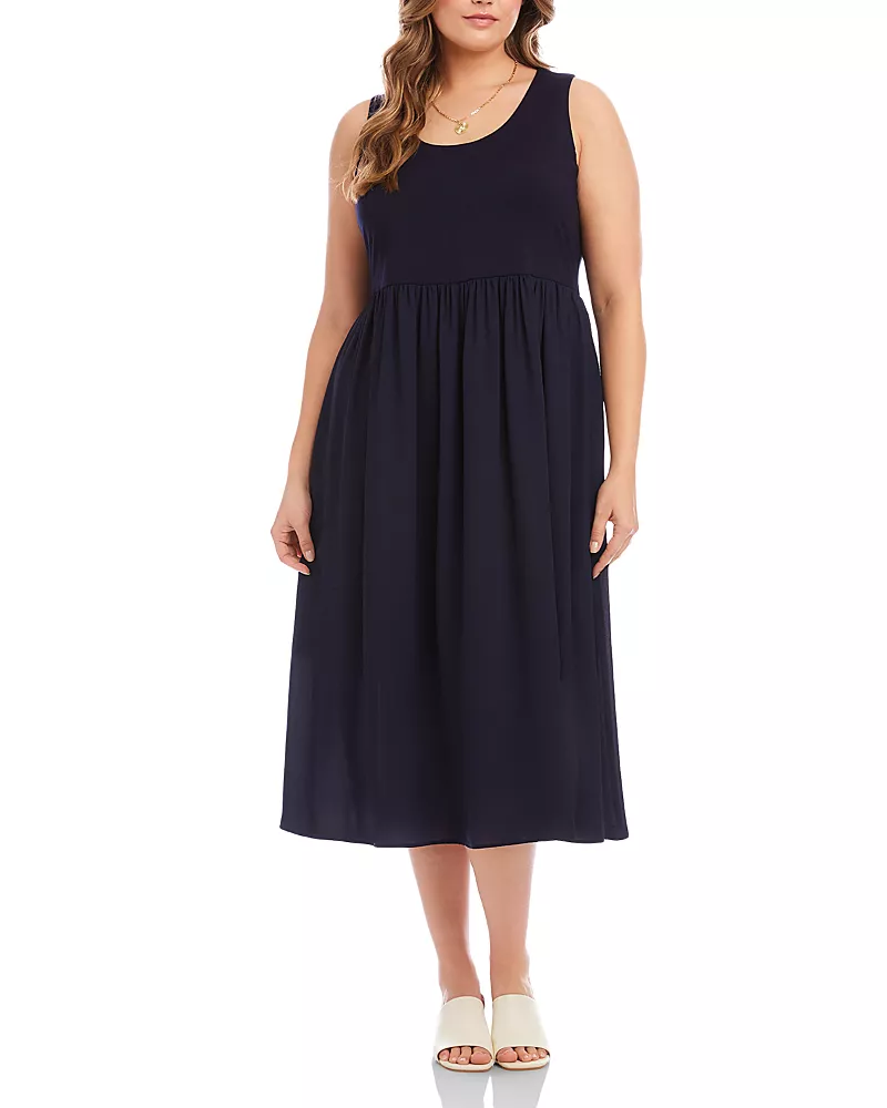 Karen Kane Plus Size Sleeveless Contrast Midi Dress