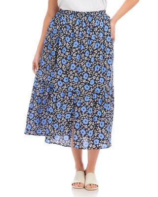 Plus Size Front Slit Midi Skirt