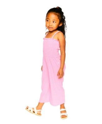 Girls' Crinkle Jersey Smocking Sleeveless Jumpsuit - Little Kid
