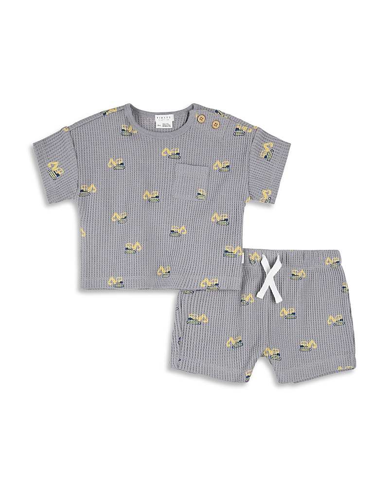 Firsts by petit lem Boys' Digger Print Tee & Shorts Set - Baby