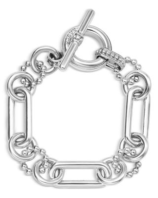 Sterling Silver Signature Caviar Link Bracelet