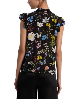 Arlette Flutter Sleeve Silk Top