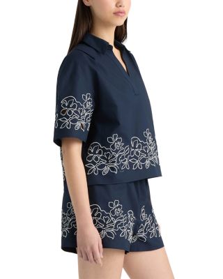 Embroidered Poplin Top