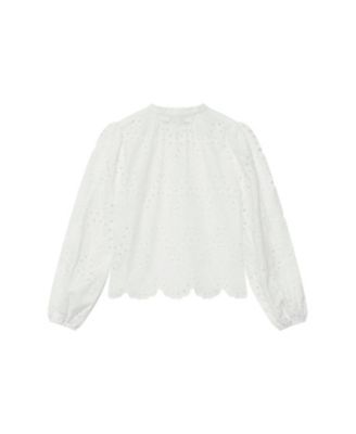  Women's Cotton Broderie Detail Blouse