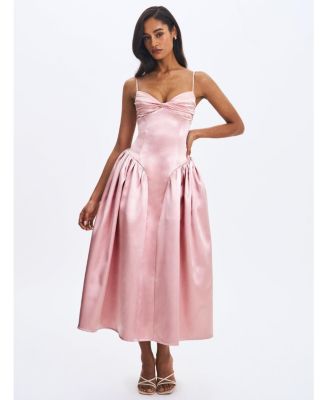  Tullia Satin Ruched Midi Dress