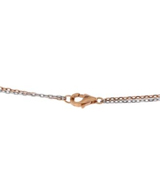  Love 3 Ring Pendant Necklace 18K Rose Gold and 18K White Gold with 6 Diamonds, 16"