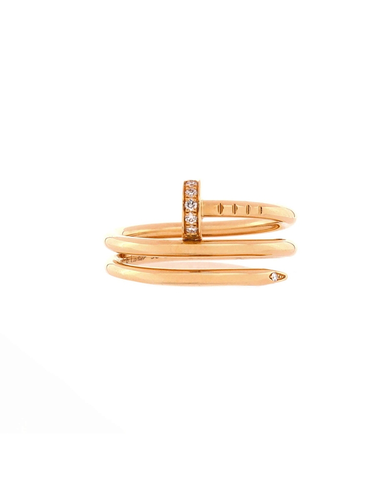 Pre-Owned Cartier Small Juste un Clou Double Ring 18K Gold and Diamonds