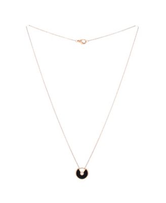  XS Amulette de Cartier Pendant Necklace 18K Rose Gold with Onyx and Diamond, 15"
