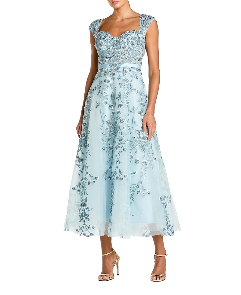 Mac Duggal Floral Embroidered Sweetheart Neckline Dress