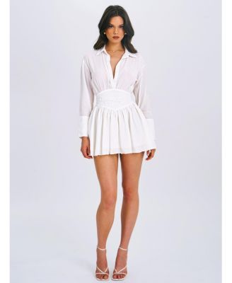  Jamila Shirt Mini Dress with Embroidered Waist Detail