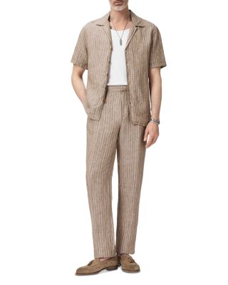 Gray Linen Extended Lapel Collar Shirt