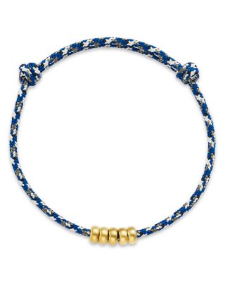 14K Yellow Gold Paracord Rondelle Slider Bracelet, 5-9"