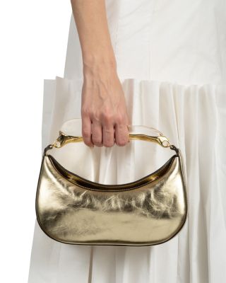 Water Stone Handle Leather Handbag