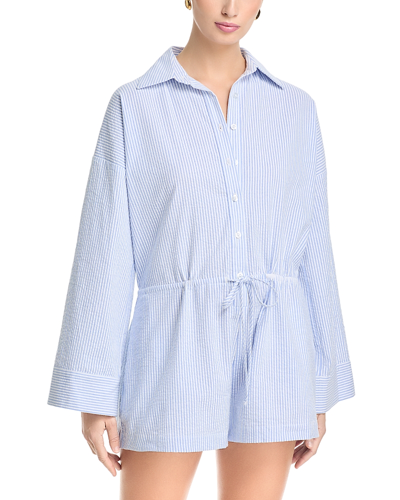 Aqua Stripe Long Sleeve Romper - Exclusive