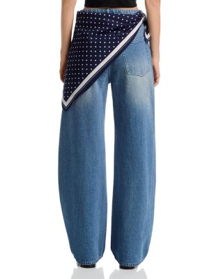 Sydnee High Rise Barrel Jeans with Scarf in Marina Wash