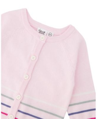 Girls' Cotton Knit Striped Button Front Cardigan - Baby