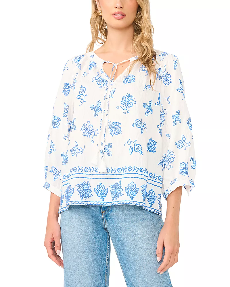 Vince Camuto Tie Neck Peasant Sleeve Blouse