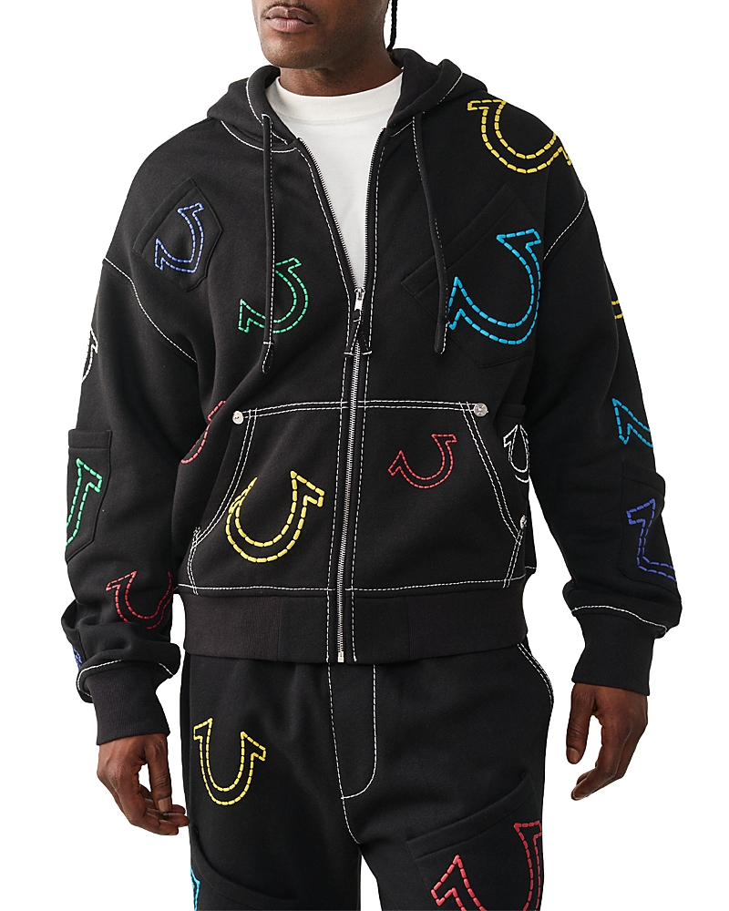 True Religion Logo Patch Zip Up Hoodie