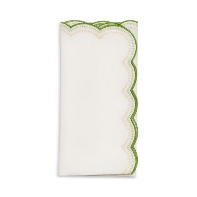 Lune Napkin in White, Green & Gold