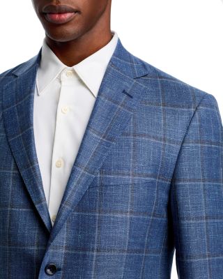 Loro Piana Fabric Wool, Silk, & Linen Windowpane Unstructured Regular Fit Sport Coat - Exclusive