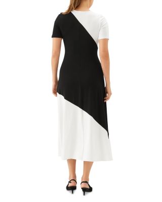 Short Sleeve Contrast Midi Dress