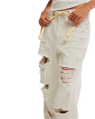 We The Free Moxie Low Slung Pull On Barrel Jeans in Sea Mist