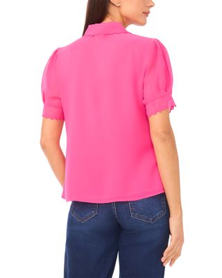 Scallop Trim Short Sleeve Top