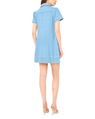 Short Sleeved Collared Button Down Denim Dress