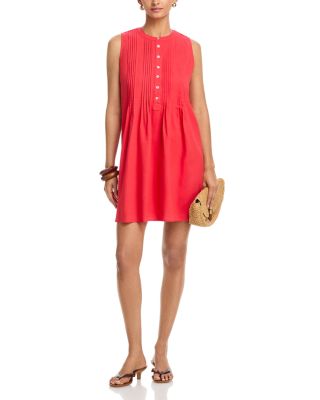Pintuck Sleeveless Short Dress