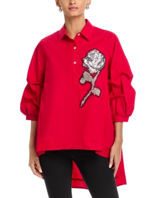 Beaded Floral Hi Low Top