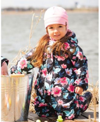 Girls' Mid-Season One-Piece Printed Flowers Outerwear with Hat - Baby