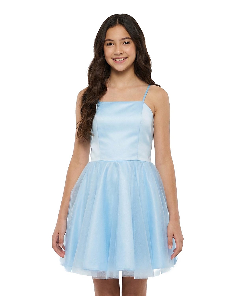 Un Deux Trois Girls' Satin and Tulle Party Dress in Longer Length - Big Kid