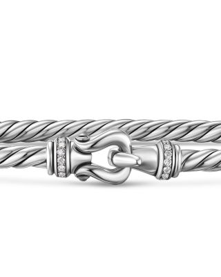 Micro Cable Flex&reg; Buckle Bracelet in Sterling Silver with Diamonds, 2.6mm