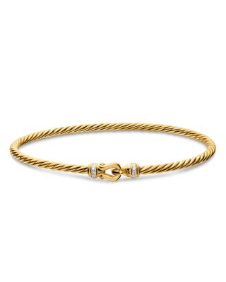 Micro Cablespira&reg; Flex Buckle Bracelet in 18K Yellow Gold with Diamonds, 2.6mm