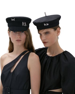 Monogram Embellished Black Beret