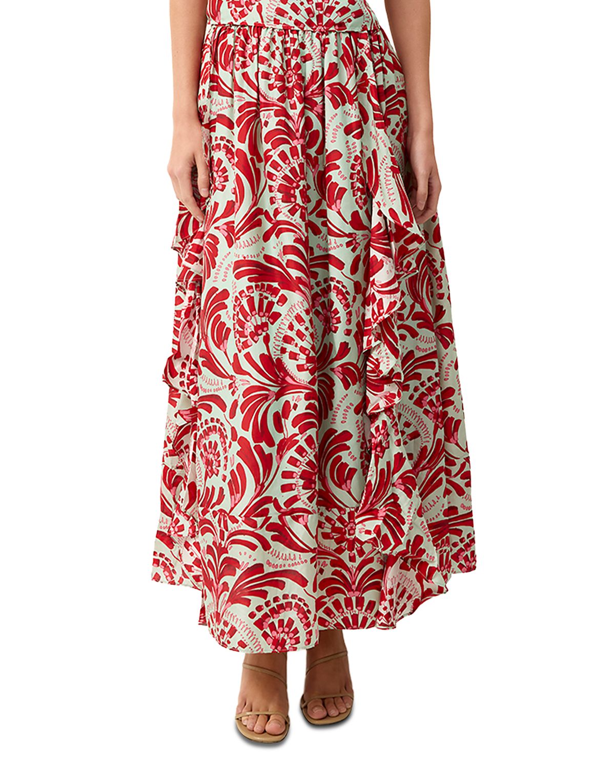 Marie Oliver Oaklen Silk Ruffle Maxi Skirt