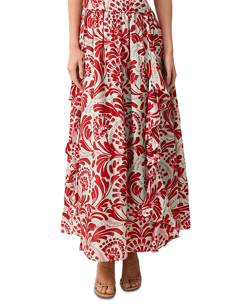 Marie Oliver Oaklen Silk Ruffle Maxi Skirt