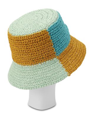 Colorblock Raffia Bucket Hat