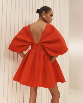 Silk Fan Bodice Mini Dress