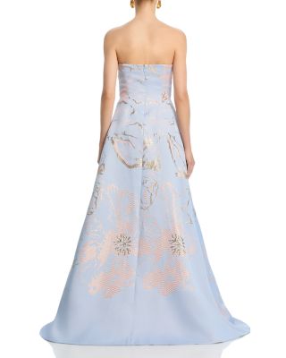 Metallic Jacquard Side Bow Gown
