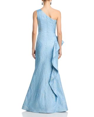 Metallic Jacquard One-Shoulder Gown