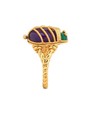 Amethyst & Turquoise Scarab Petite Ring