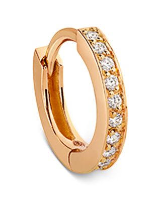 18K Rose Gold Berbere Diamond Mini Huggie Single Hoop Earring