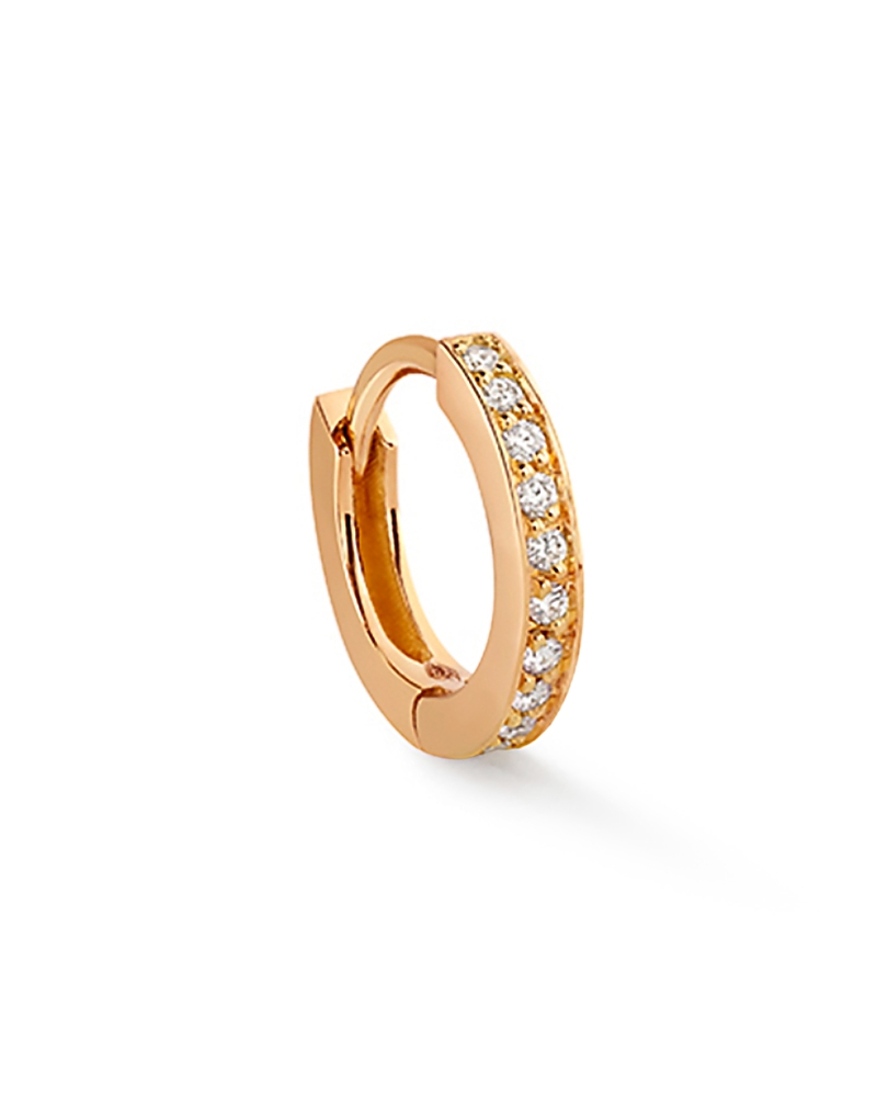 Repossi 18K Rose Gold Berbere Diamond Mini Huggie Single Hoop Earring
