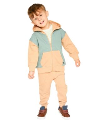 Boys' Long Sleeve Ribbed Trims Hooded French Terry Cardigan - Little Kid