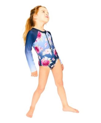 Girls' One-Piece Long Sleeve Rose Rashguard - Big Kid