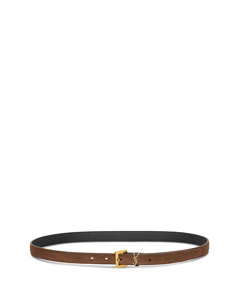 Saint Laurent Cassandre Thin Belt In Smooth Leather