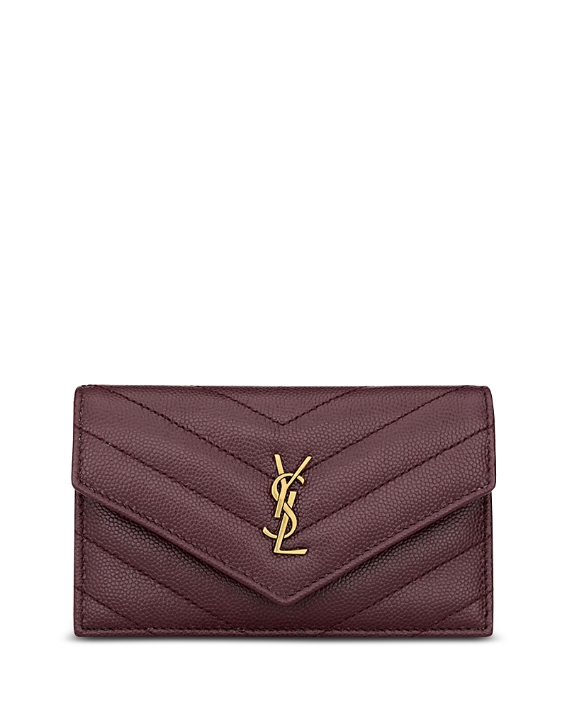 Saint Laurent Cassandre Fragments Flap Card Case in Grain De Poudre Leather · OS