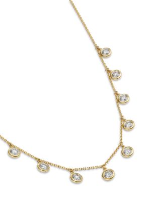 Diamond Station Droplet Collar Necklace in 14K Gold, 2.25 tcw